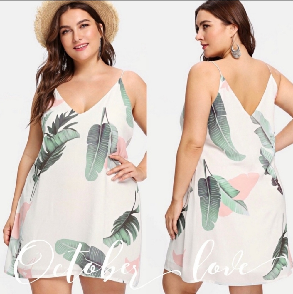 New Tropical Print Dress Plus